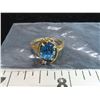 Image 3 : 10K-SA Gold ring with blue stone & 2 diamonds (stone and diamonds authenticity unchecked)