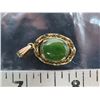 Image 2 : 12K-GF Pendent with Green stone (Stone authenticity unchecked)