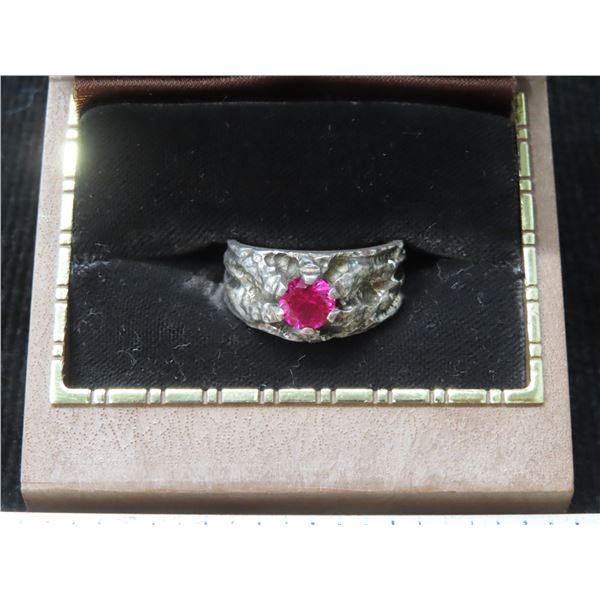 Sterling Silver Ring with red stone (Stone authenticity unchecked) – comes with box