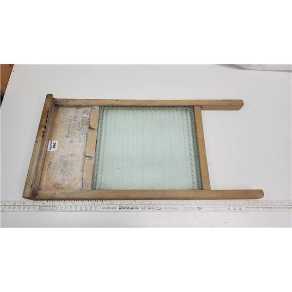 Vintage Chief glass and wood washboard