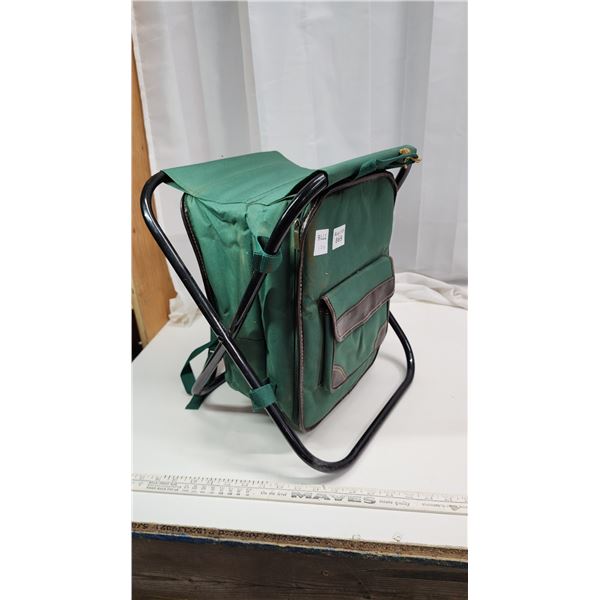 Green backpack picnic chair - with cups, cooler insert