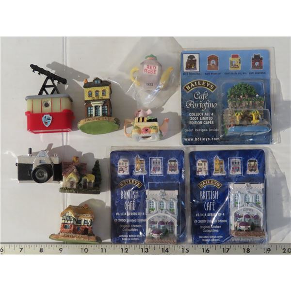 Lot of Baileys Cafe village decor & assorted souvenirs