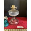 Image 3 : Vintage Clear Glass Oil Lamp w/ 3 Antique Glass Insulators
