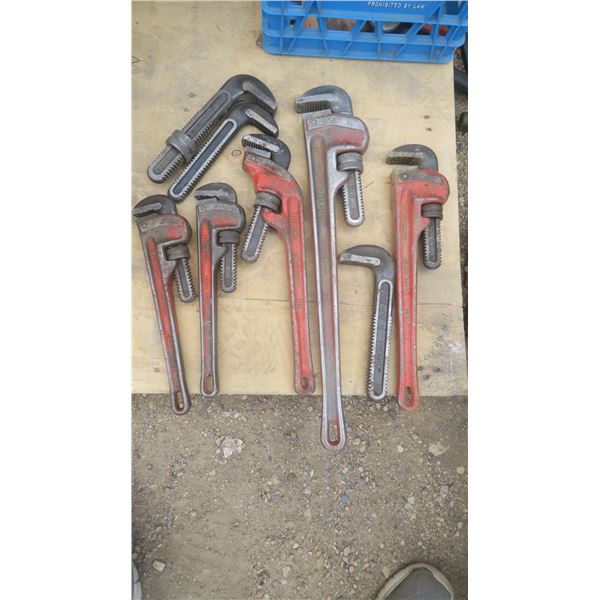 assorted pipe wrenches