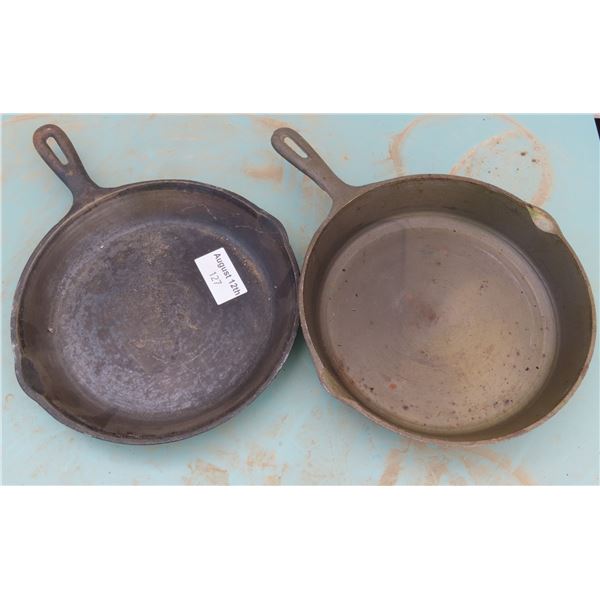 2 Cast iron frying pans - Approximately 10.5  diameter