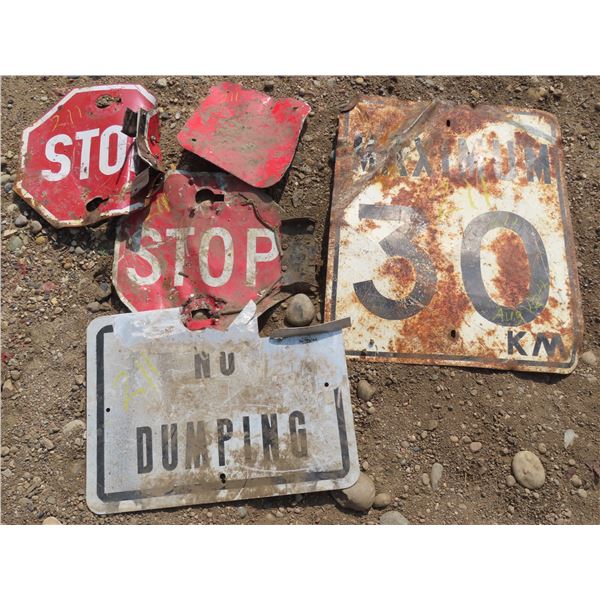 5 Metal road Signs (Includes bus stop arm signs)