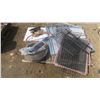 Image 1 : pallet of screens, metal grates, wheel, etc.