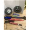Image 1 : 318 – Assorted Car Snow Brushes and 2 Small Tires 4.10/3.50  - 4