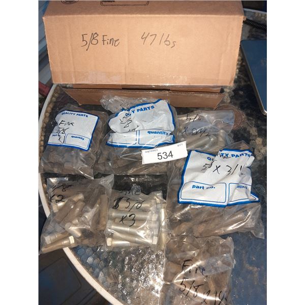 45lb box 5/8 fine thread bolts sizes 1"-4"