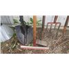 Image 2 : lot of rakes, shovel, pitchfork, hoe, etc.