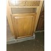 Image 5 : oak china cabinet, has glass for doors, two wooden shelves, missing hinges for bottom door 23"W x 13