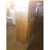 Image 6 : oak china cabinet, has glass for doors, two wooden shelves, missing hinges for bottom door 23"W x 13