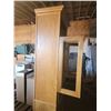 Image 7 : oak china cabinet, has glass for doors, two wooden shelves, missing hinges for bottom door 23"W x 13