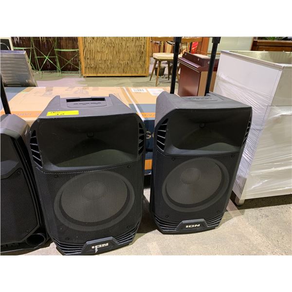 *UNKNOWN WORKING CONDITION* 2 ION PORTABLE SPEAKERS (NO POWER CORDS)