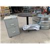 Image 2 : ASSORTED ITEMS INCLUDING; TARTER GALVANIZED OVAL WATER TANK, TABLE, METAL FILE CABINET & MORE