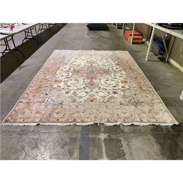 HAND KNITTED PERSIAN CARPET SILK AND WOOL APPROX 136"X96"