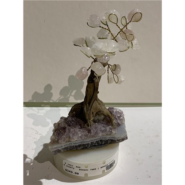 SMALL ROSE QUARTZ TREE ON AMETHYST BASE RETAIL $349, 5"