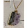 Image 2 : AMETHYST AGATE SLICE NECKLACE RETAIL $489