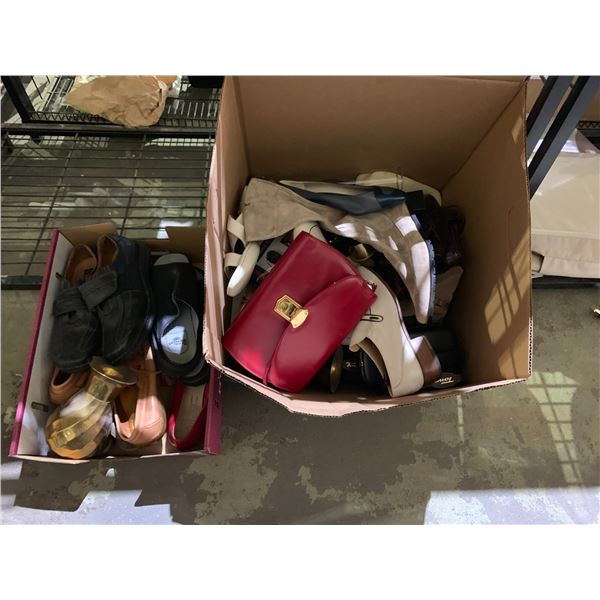 ASSORTED ITEMS INCLUDING; SHOES, VASES, HAT, BAG & MORE