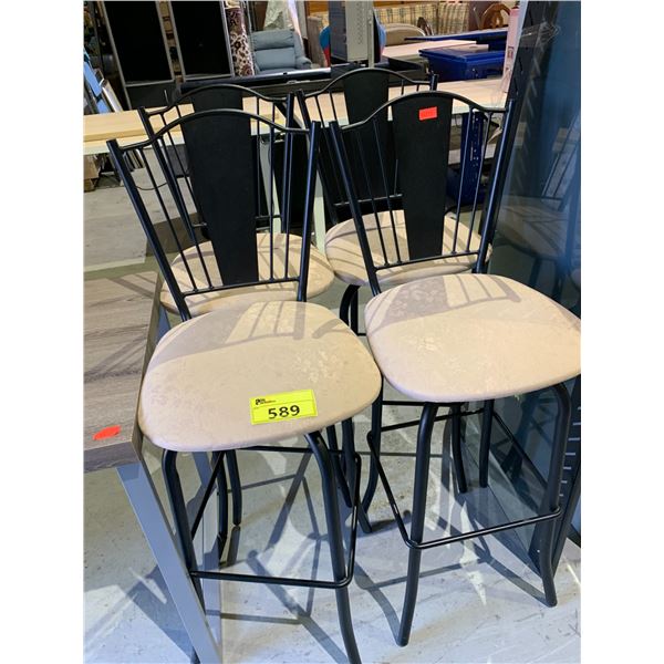 4 METAL & FABRIC BAR STOOLS