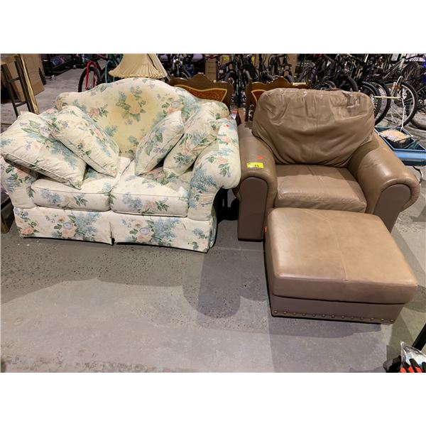 ASSORTED FURNITURE INCLUDING; SOFA, LOUNGE CHAIR, DINING CHAIRS, LAMPS & MORE