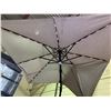 Image 3 : 10'11 SEASONS CENTURY LED SOLAR OFFSET OUT DOOR UMBRELLA WITH 3 SAND/ WATER WEIGHTED BASES *ONE ARM