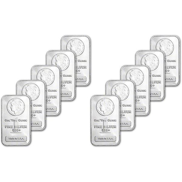 TEN (10) 1 oz. Highland Mint Silver Bars - Morgan Dollar Design .999+