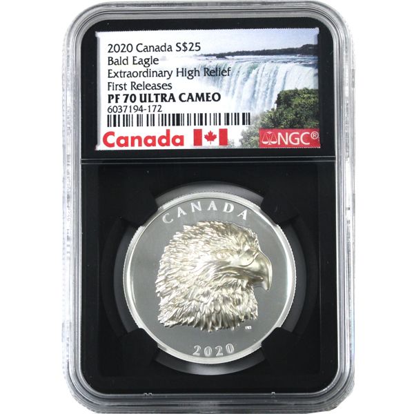 2020 1oz $25 Bald Eagle Extraordinary High Relief NGC PF70 Ultra Cameo First Releases (Tax Exempt)