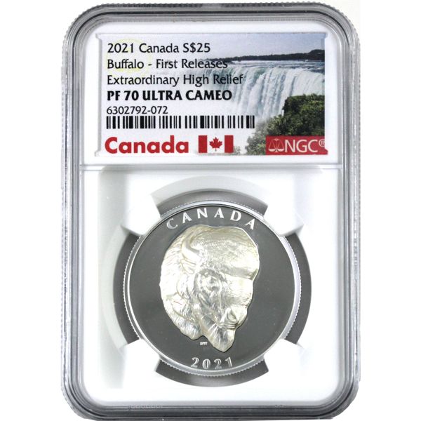 2021 1oz $25 Buffalo Extraordinary High Relief NGC PF70 Ultra Cameo First Releases (Tax Exempt)