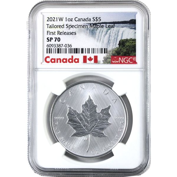 2021W 1oz $5 Tailored Speciman Silver Maple Leaf NGC SP70 First Releases (Tax Exempt)