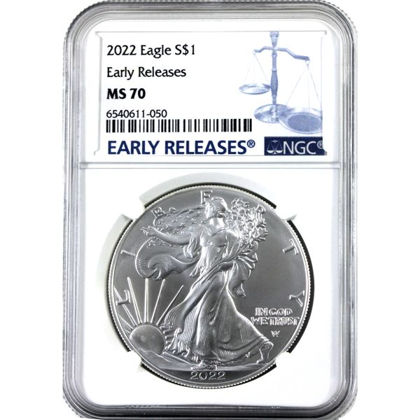2022 $1 1oz American Silver Eagle NGC MS70 Early Releases (Tax Exempt)