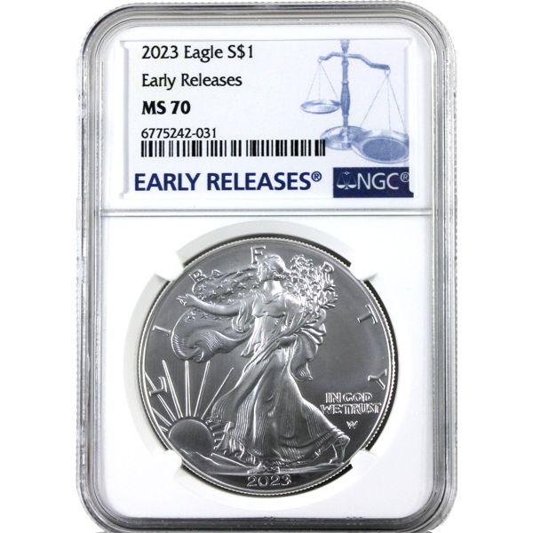 2023 $1 1oz American Silver Eagle NGC MS70 Early Releases (Tax Exempt)