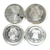 Image 2 : Lot of 4x Different 1oz .999 Fine Silver Rounds with American Themed Designs. 4pcs (Tax Exempt)