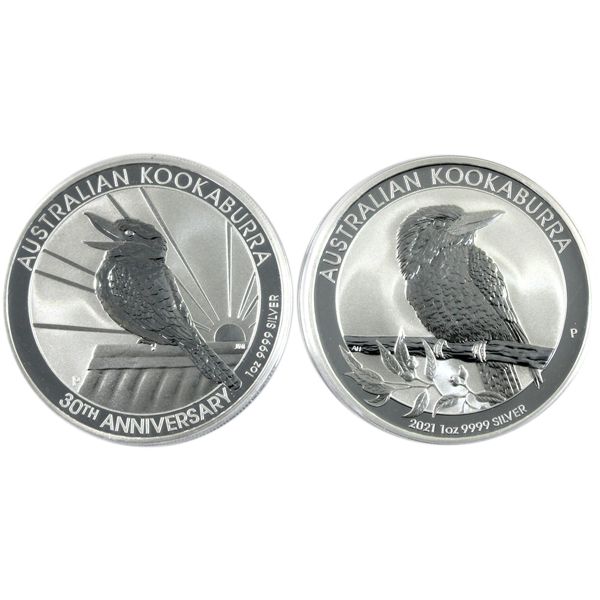 2020 & 2021 Australia 1oz .999 Fine Silver Kookaburras. 2pcs (Tax Exempt)