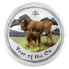 Image 1 : 2009 Australia $8 5oz Year of the Ox Lunar Series Coloured .999 Fine Silver Coin (Tax Exempt)