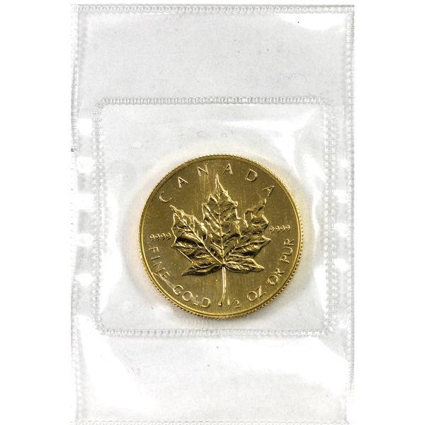 1986 $10 1/2oz .9999 Fine Gold Maple Leaf (Tax Exempt)