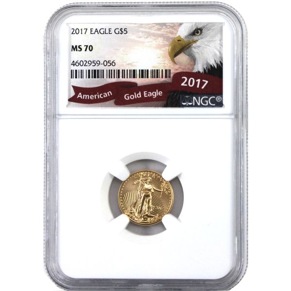 2017 USA $5 1/10oz Gold Eagle NGC MS70