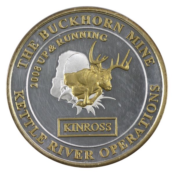2oz The Buckhorn Mine 2008 Up & Running Kettle River Operations .999 Fine Silver Gilded Art Round