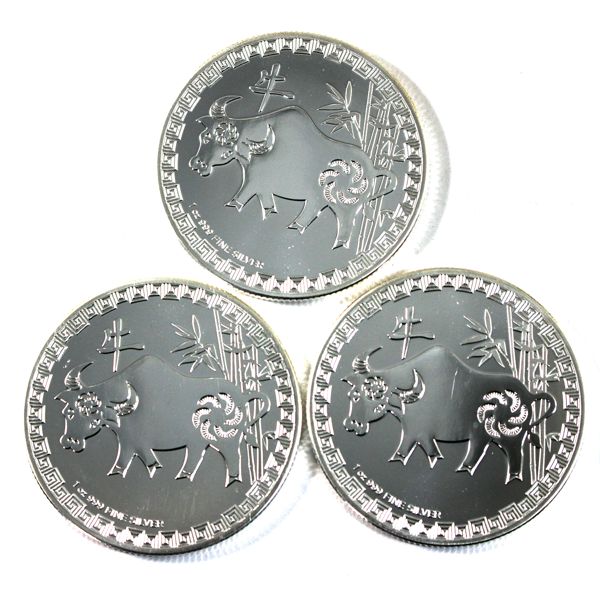 2021 Niue $2 1oz Lunar Year of the Ox .999 Silver Coins. 3pcs (Tax Exempt)