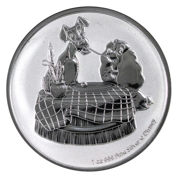 2022 Niue $2 1oz Disney's Lady and the Tramp .999 Fine Silver Coin (Tax Exempt)