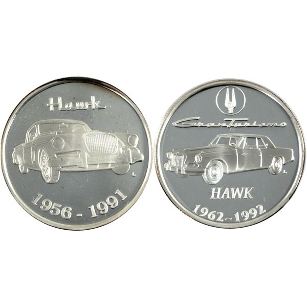 Vintage 'Studebaker Drivers Club Inc.' 1956-1991 Hawk & 1962-1992 Gran Turismo Hawk 1oz Fine Silver