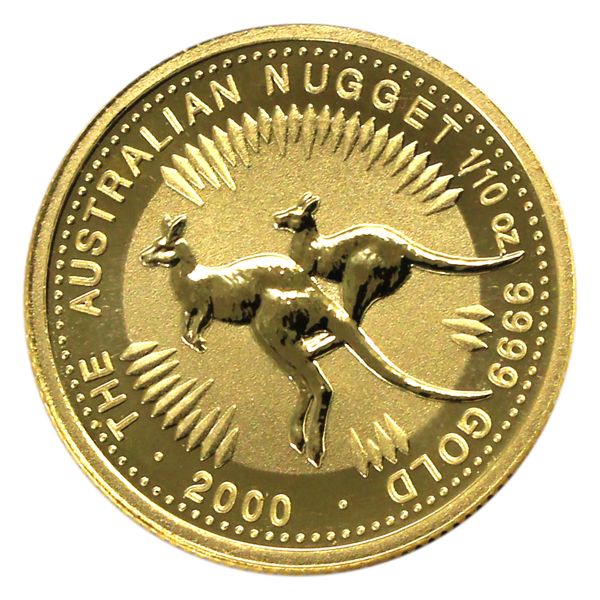 2000 Australia $15 1/10oz Gold Nugget .9999 Fine Gold Coin in Capsule (Tax Exempt)