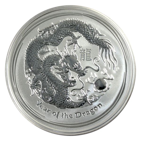 2012 Australia $8 Year of the Dragon 5oz .999 Fine Silver (Tax Exempt) 