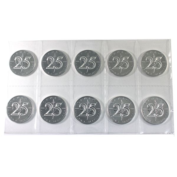 Sheet of 10x 1oz 2013 Canada $5 25th Anniversary SML .9999 Fine Silver Coins (Tax Exempt)