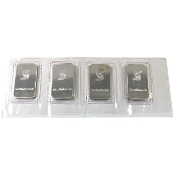 Sheet of 4x Scotiabank Metals 1oz .999 Silver Bars (Tax Exempt) 