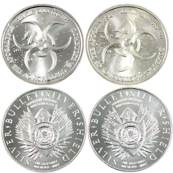 2017 Walker Zombucks & "Keep Calm and Slave On" 1oz Fine Silver Rounds. 4pcs. (Tax Exempt)