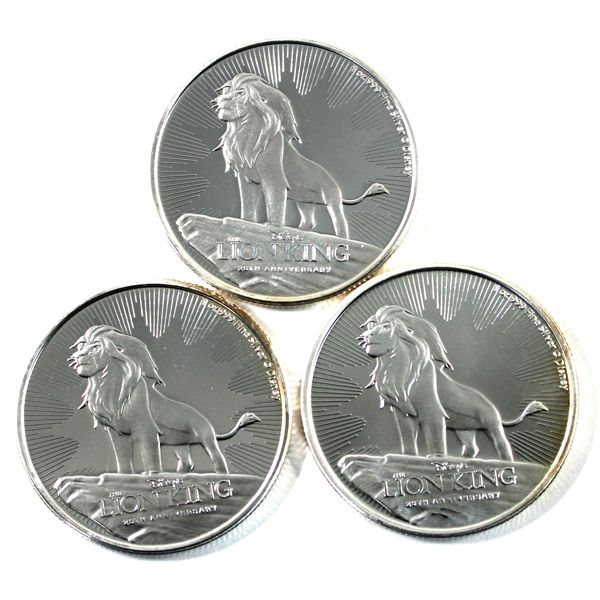 2019 Niue $2 Disney's The Lion King: 25th Anniversary 1oz Fine Silver Rounds. 3pcs. (Tax Exempt)