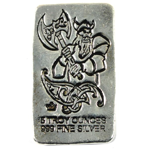 5oz Monarch-Viking Warrior .999 Silver Bar (Tax Exempt)