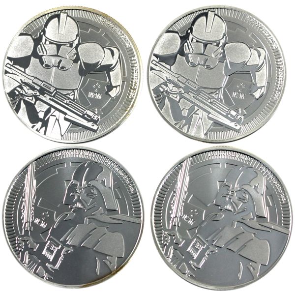 2019 Niue $2 Star Wars Clone Trooper & Darth Vader 1oz .999 Silver Coins. 4pcs. (Tax Exempt)