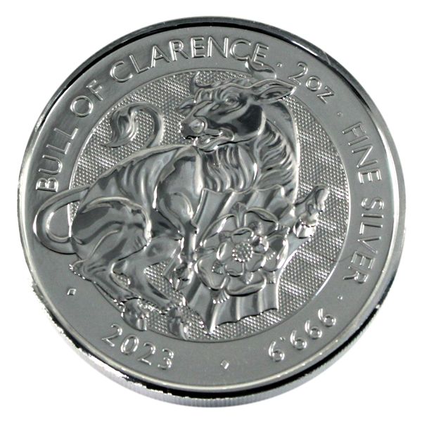 2023 Great Britain 5 Pound Tudor Beast Bull of Clarence 2oz .9999 Silver Coin (Tax Exempt)